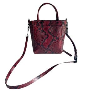 Rebecca Minkoff Burgundy Black Snake Print Leather Small Shoulder Crossbody Bag
